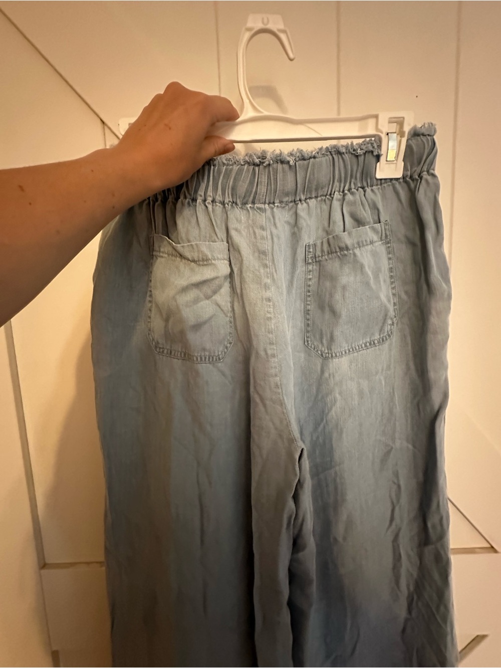 Wide Leg Linen-Blend Pants in Light Blue - Picture 2 of 4